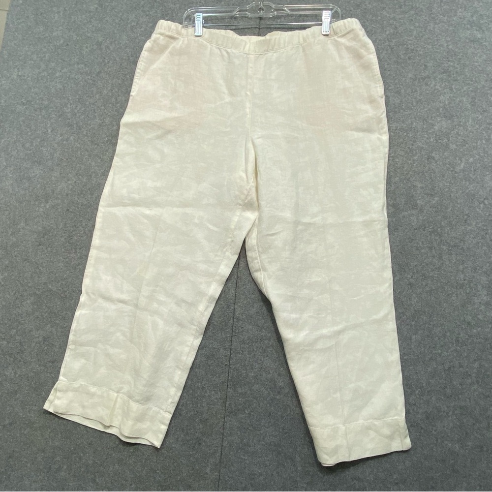 J. Jill Love Linen Womens Pants Size L 100% linen Natural Beige Casual Boho